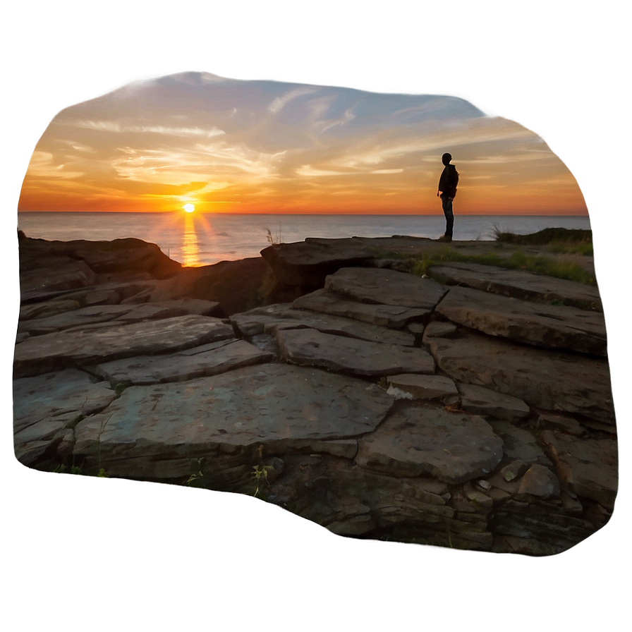 Cliff And Glowing Sunset Png 64 PNG image