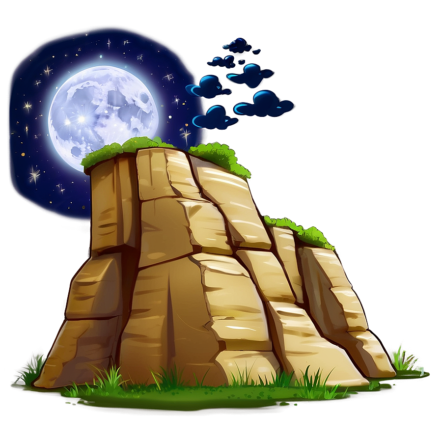 Cliff By The Night Sky Png Lkv76 PNG image