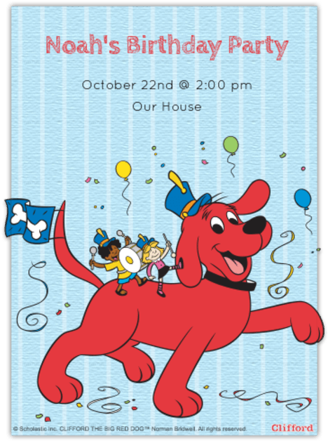 Clifford Birthday Party Invitation PNG image