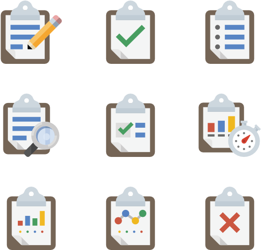 Clipboard Icons Set PNG image