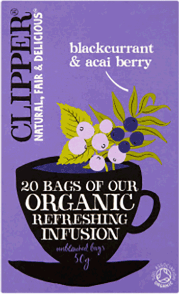 Clipper Blackcurrant Acai Berry Tea Product PNG image