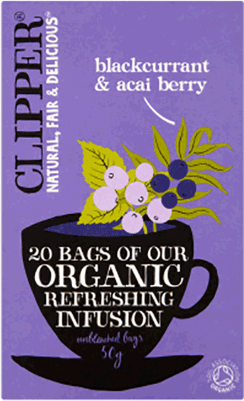 Clipper Organic Blackcurrant Acai Berry Infusion PNG image