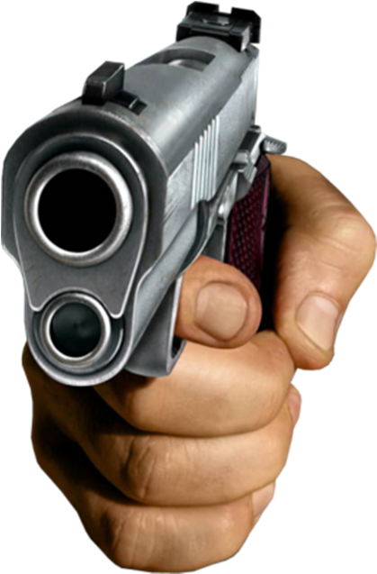 Close Up Hand Holding Gun PNG image