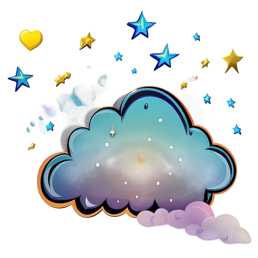 Cloud Cartoon With Stars Png Usn81 PNG image