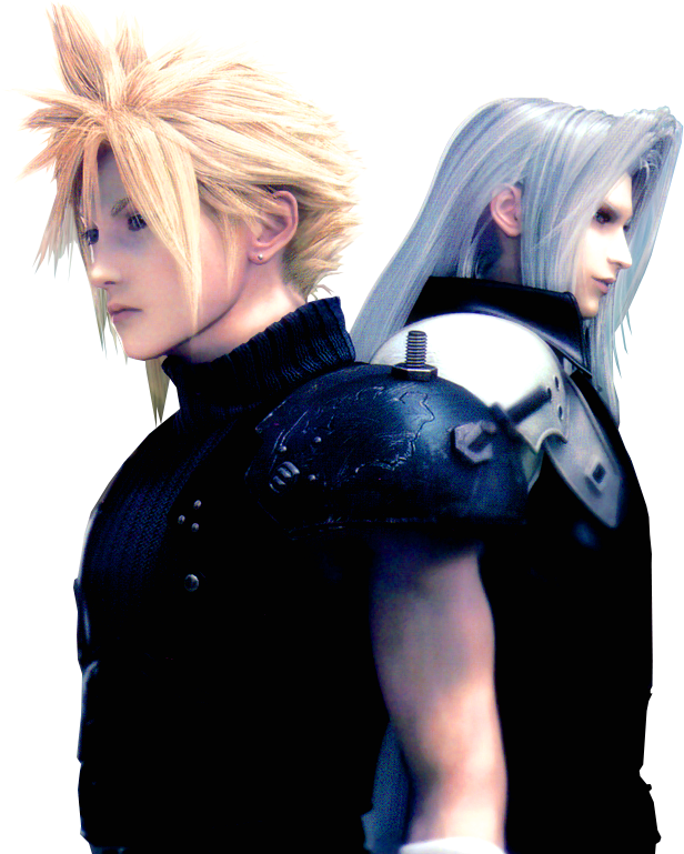 Cloudand Sephiroth Backto Back PNG image