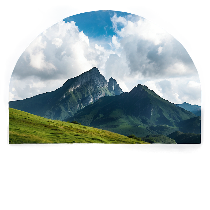 Cloudy Mountain Landscape Png Dxe43 PNG image