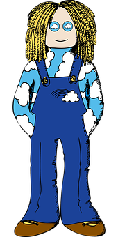 Cloudy Overalls Cartoon Character PNG image