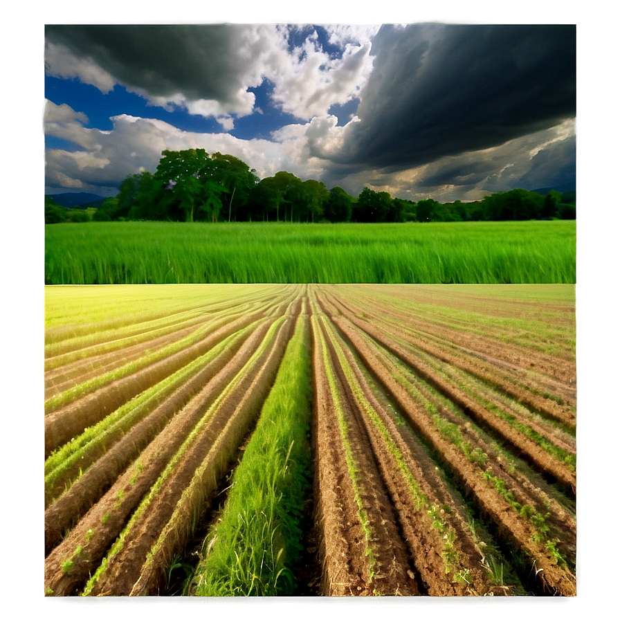 Cloudy Sky Over Fields Png 06252024 PNG image