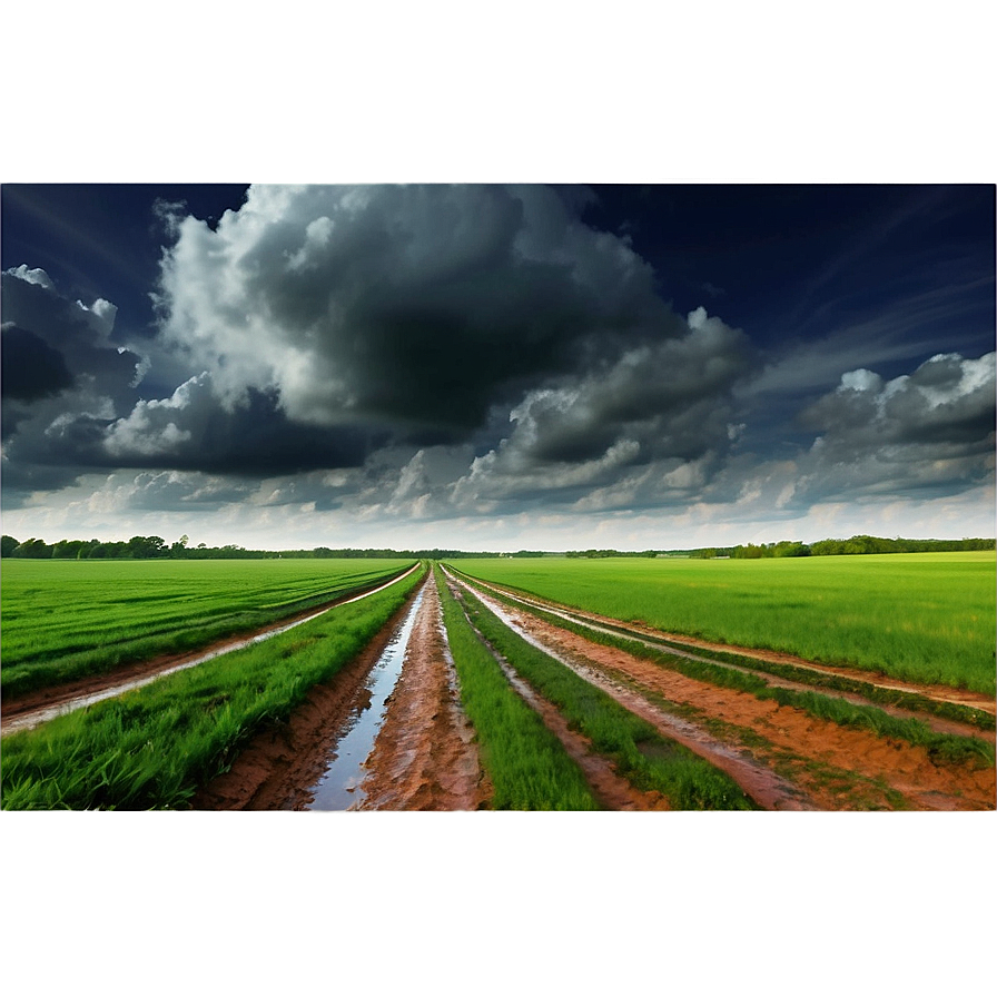 Cloudy Sky Over Fields Png 75 PNG image