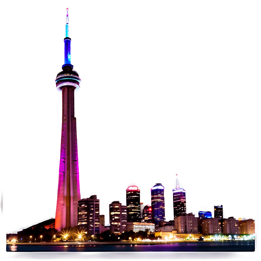 Cn Tower Vibrant Evening Png Hlw PNG image