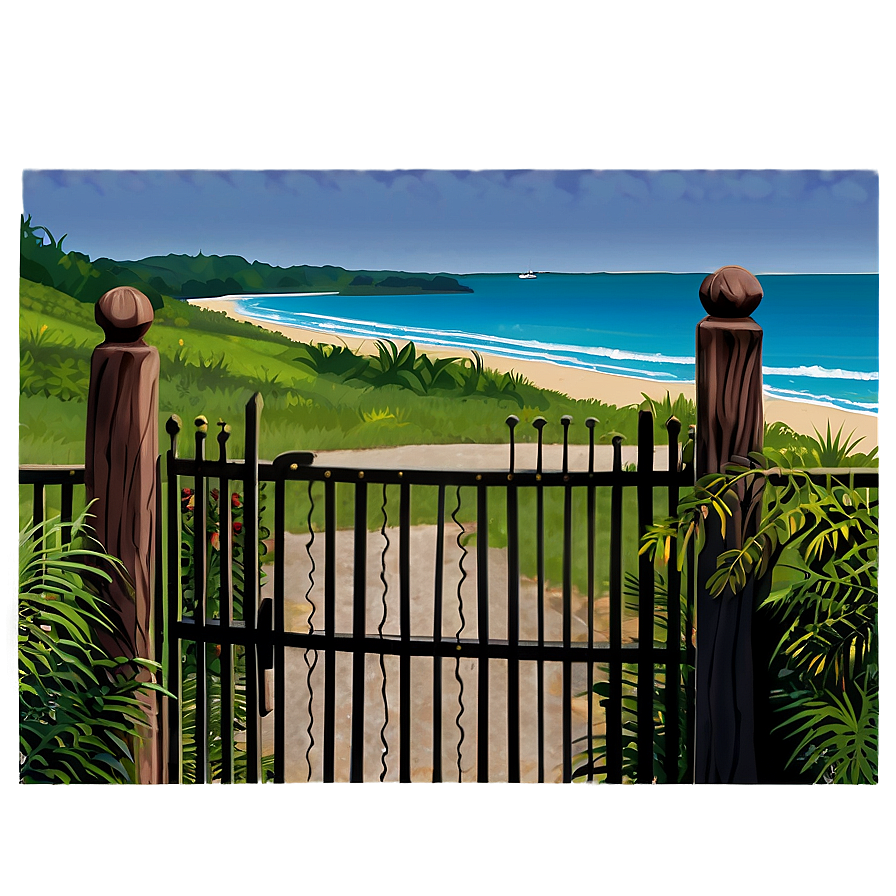 Coastal Beach House Gate Png Rpy PNG image