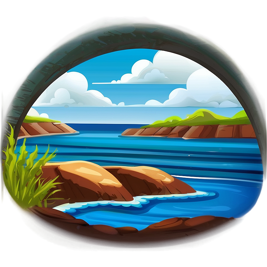 Coastal Landscape Drawing Png Wrq PNG image