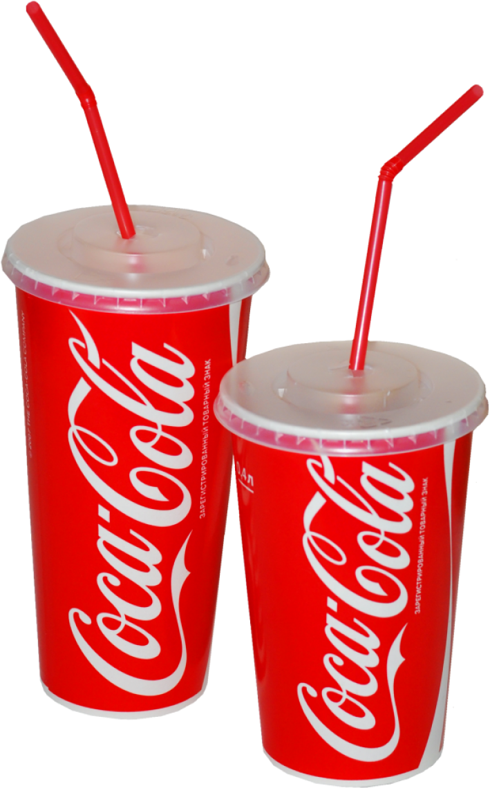 Coca Cola Paper Cupswith Straws PNG image