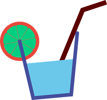 Cocktail Glass With Limeand Straw PNG image