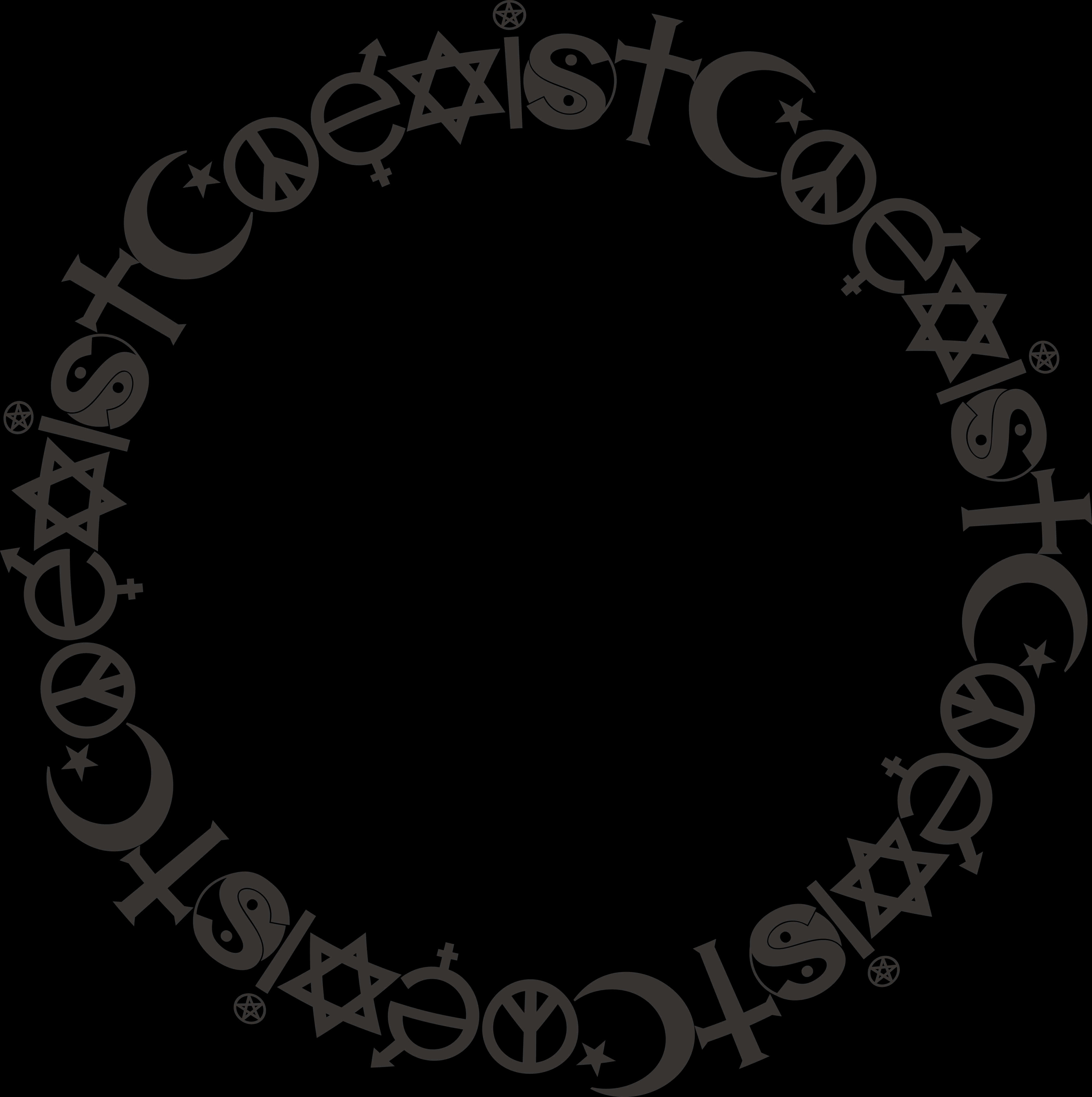 Coexist Symbols Round Frame PNG image