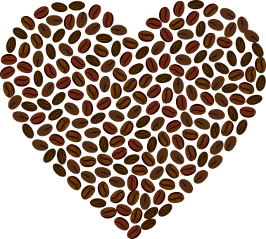 Coffee Bean Heart Pattern PNG image
