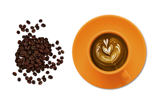 Coffee Beansand Latte Art PNG image