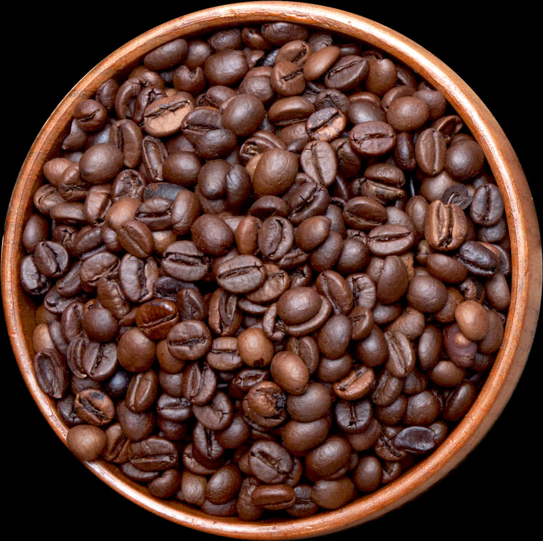 Coffee Beansin Wooden Bowl PNG image
