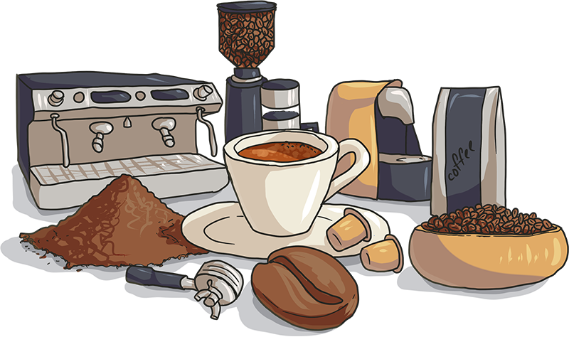 Coffee Making Essentials Illustration PNG image