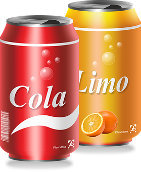 Colaand Limo Soda Cans PNG image