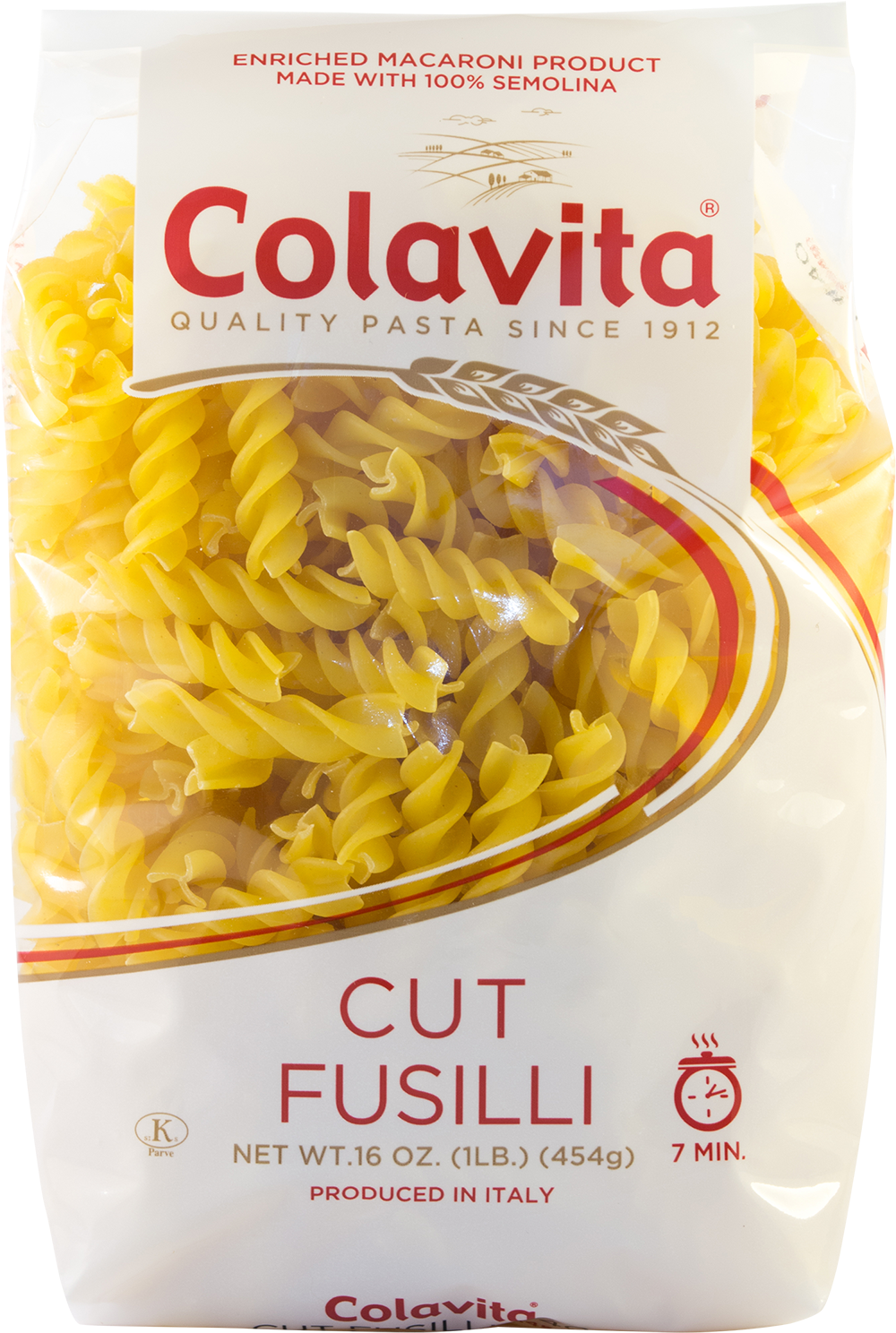 Colavita Cut Fusilli Pasta Package PNG image