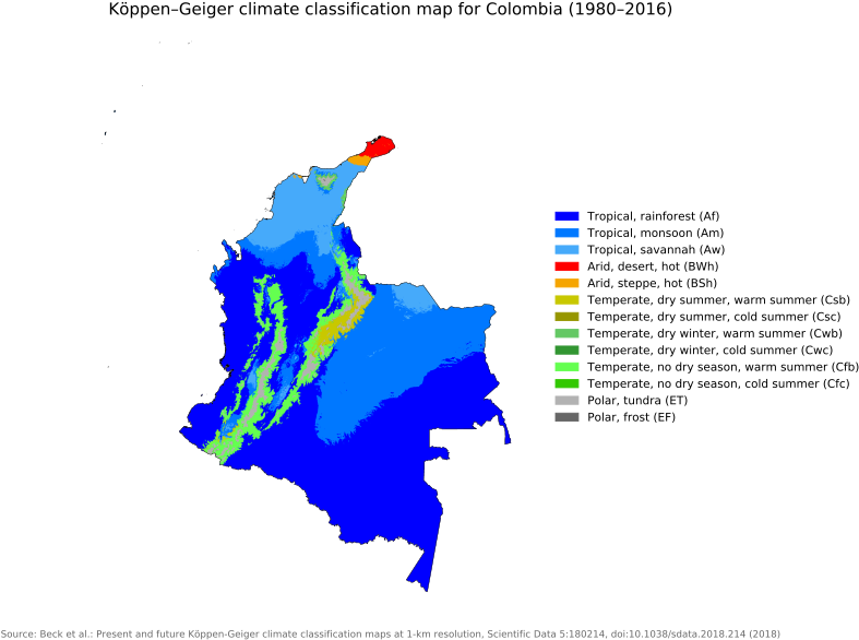 Colombia Koppen Geiger Climate Classification19802016 PNG image
