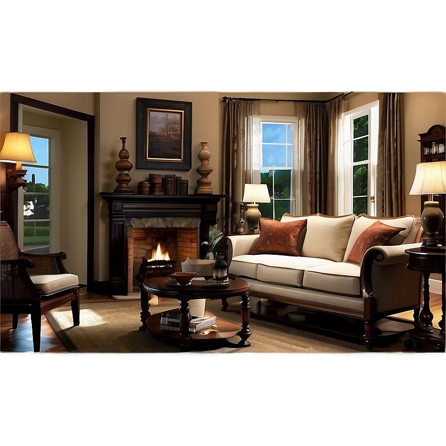 Colonial Living Room Tradition Png 05242024 PNG image