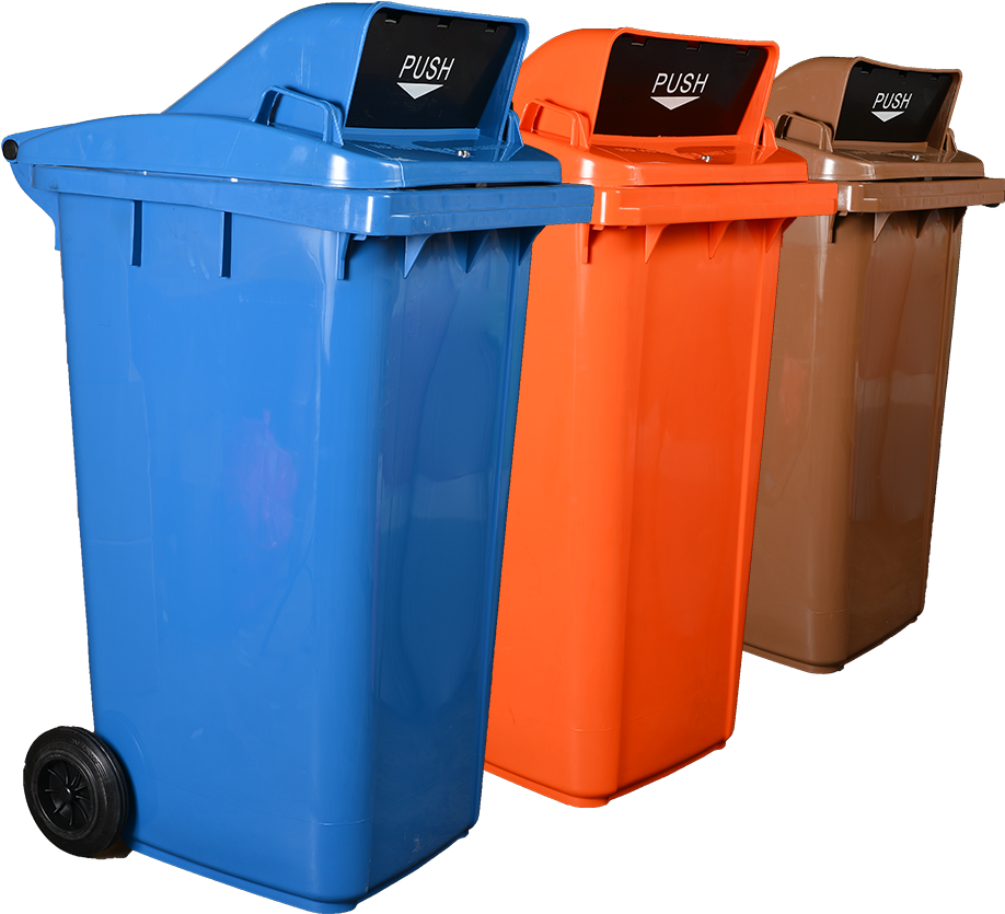 Color Coded Recycling Bins PNG image