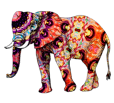 Colorful Abstract Elephant Art PNG image