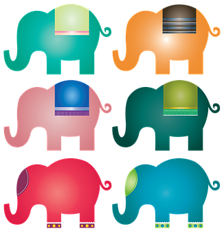 Colorful Abstract Elephant Illustrations PNG image