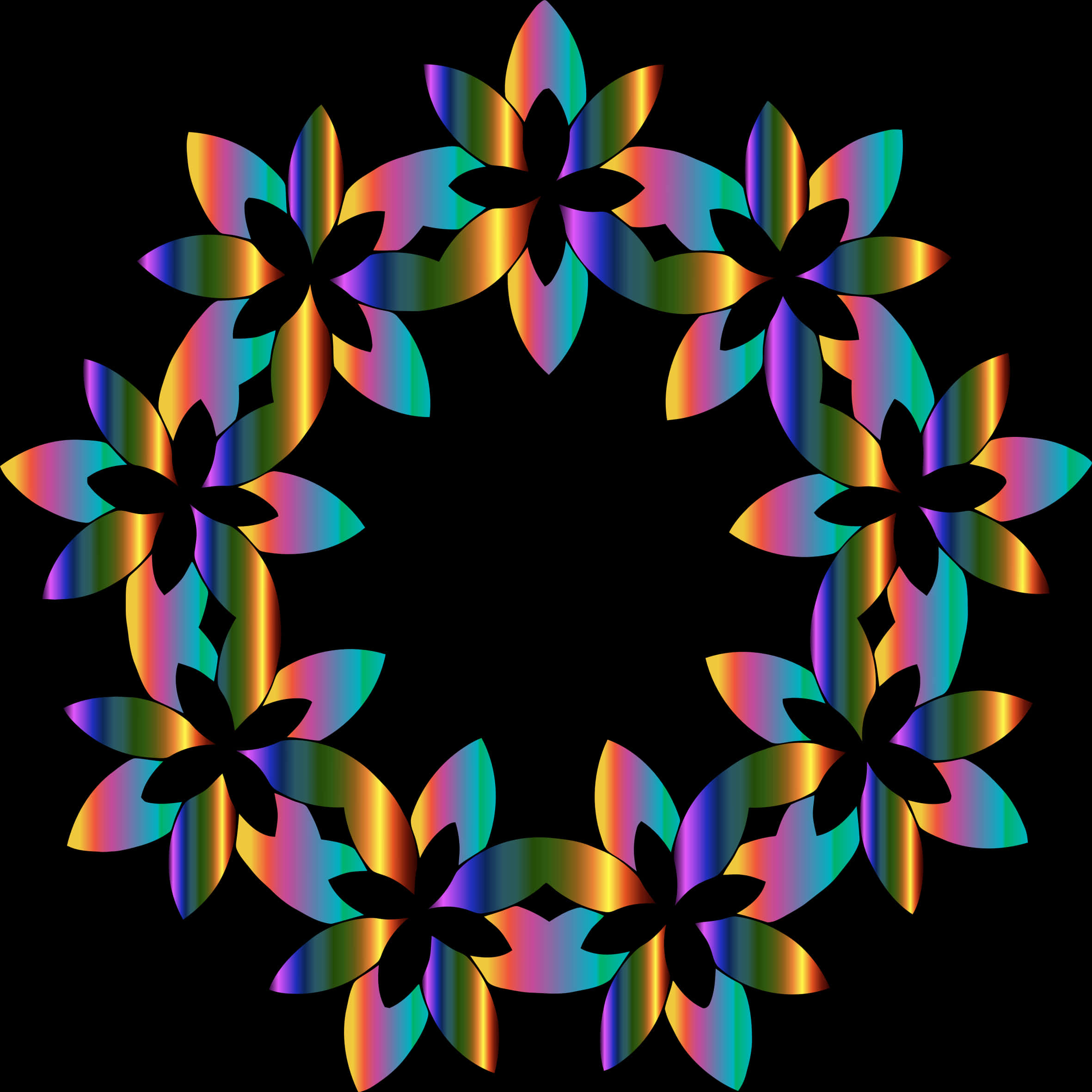 Colorful Abstract Floral Wreath PNG image