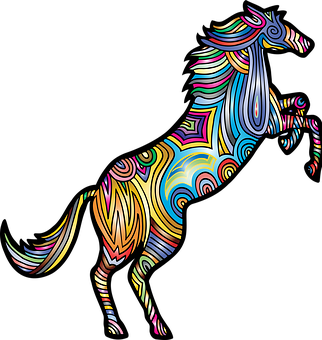 Colorful Abstract Horse Art PNG image