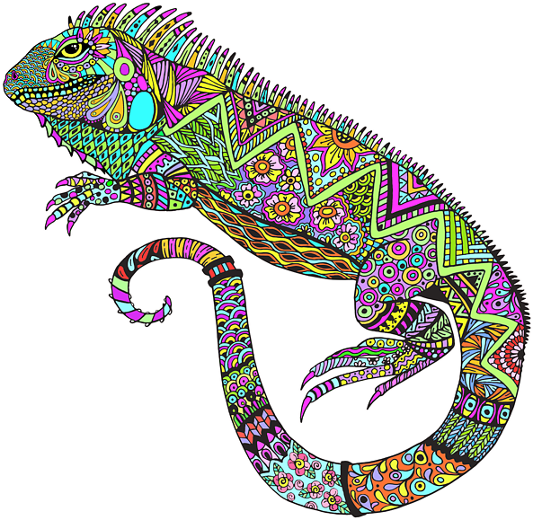 Colorful Abstract Iguana Artwork PNG image