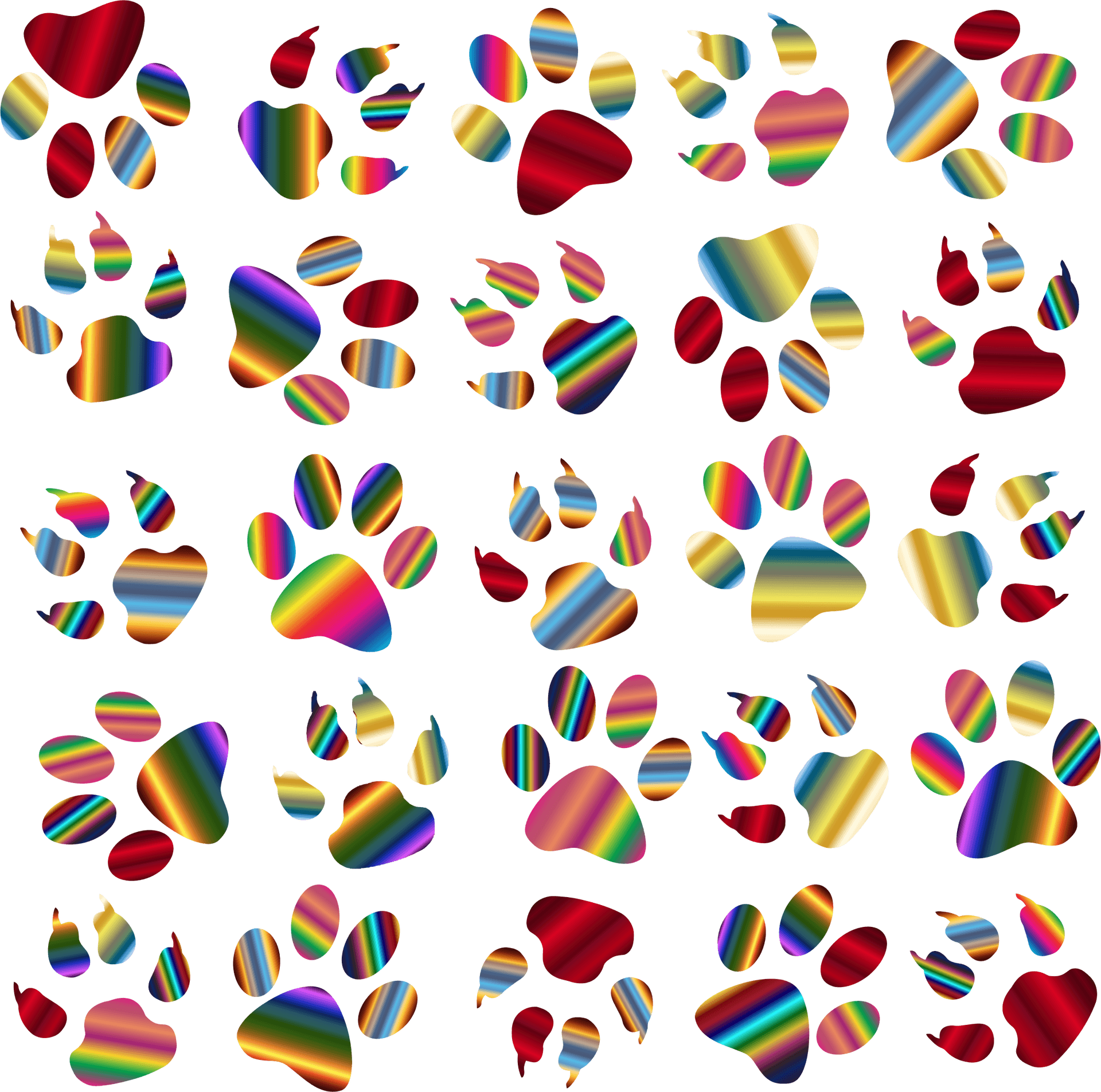 Colorful Abstract Paw Prints Pattern PNG image
