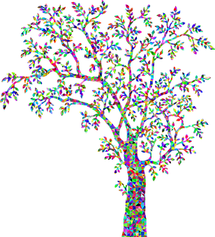 Colorful Abstract Tree Art PNG image