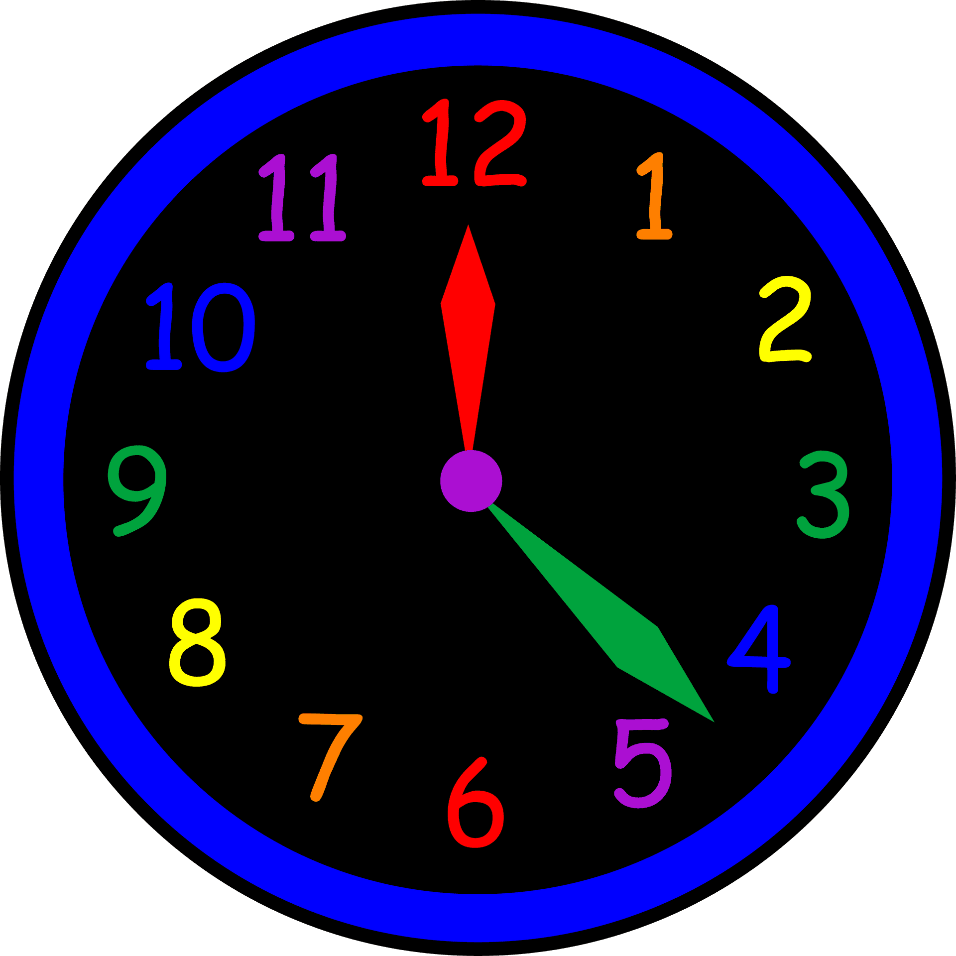 Colorful Analog Clock PNG image
