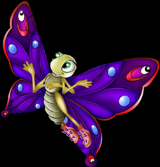 Colorful Animated Butterfly Character PNG image