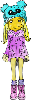 Colorful Animated Girl Drawing PNG image