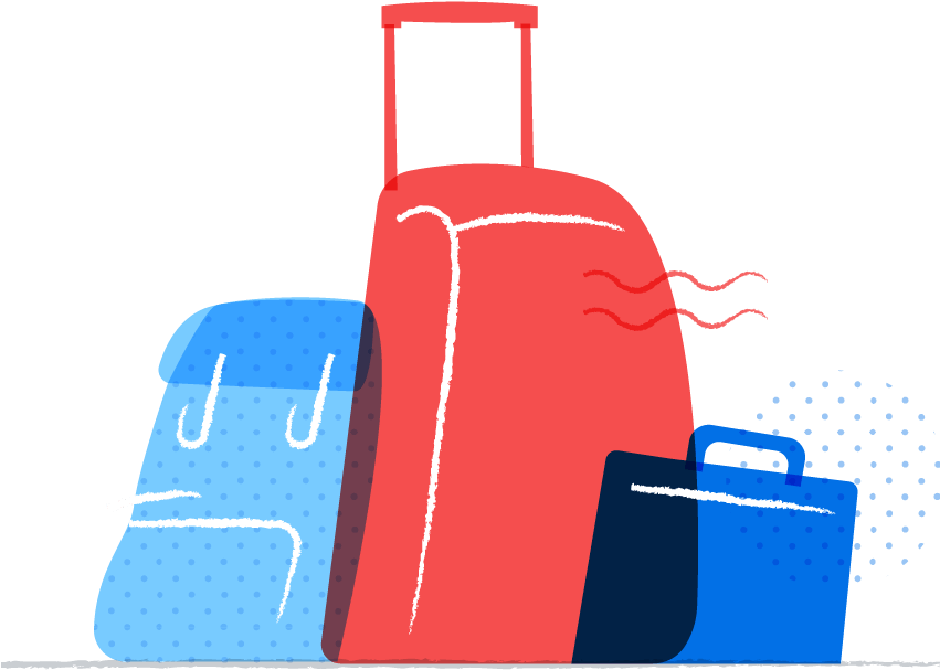 Colorful Animated Luggage Illustration PNG image