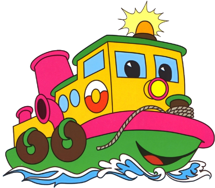 Colorful Animated Tugboat Cartoon PNG image