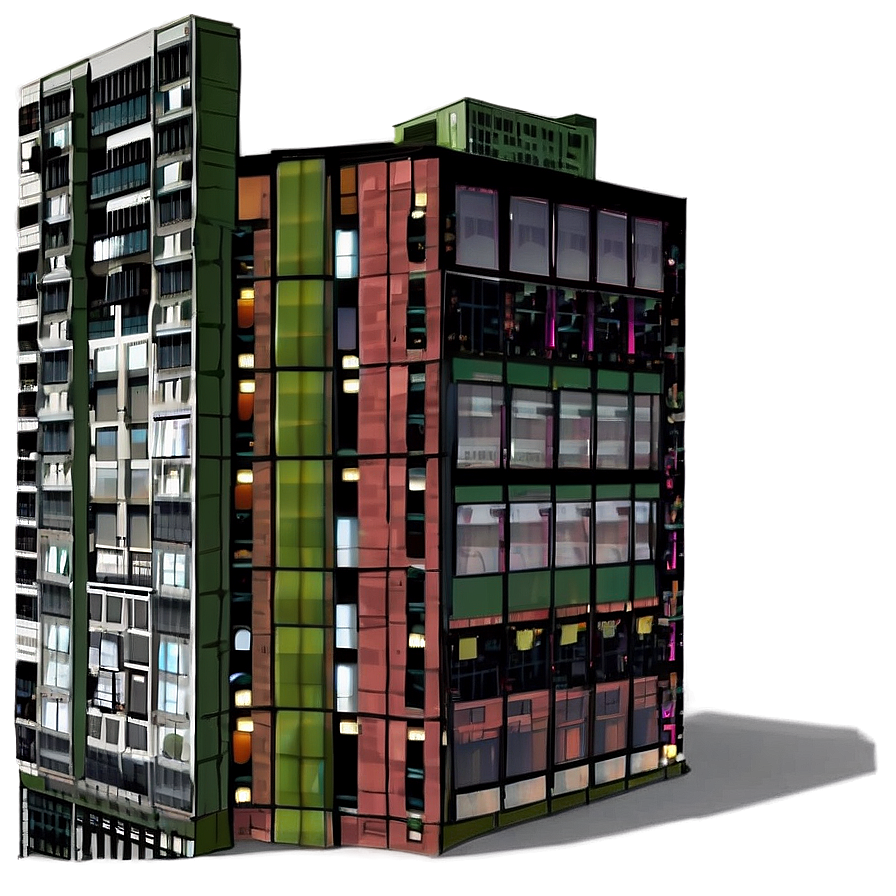 Colorful Apartment Building Illustration PNG image