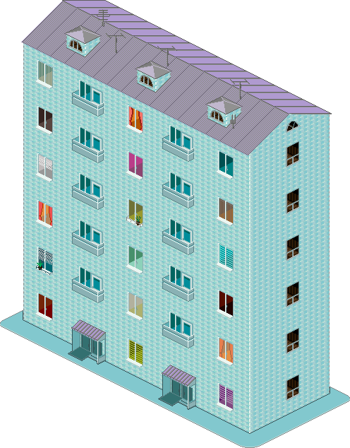 Colorful Apartment Building Illustration PNG image