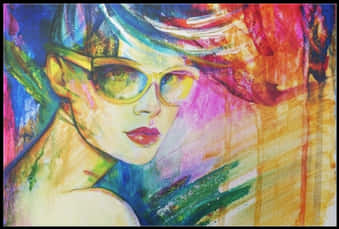 Colorful Artistic Portraitwith Sunglasses PNG image