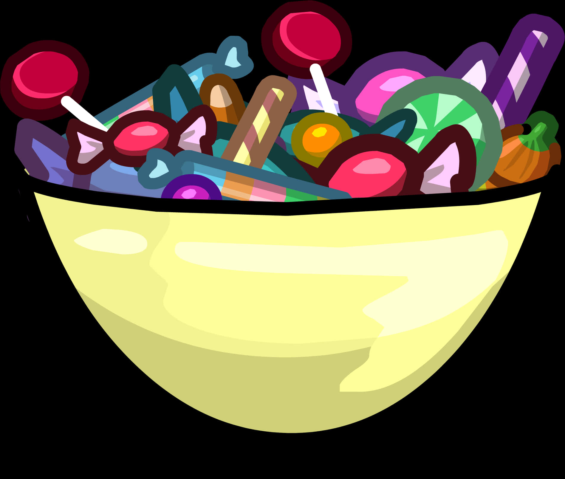 Colorful Assorted Candy Bowl PNG image