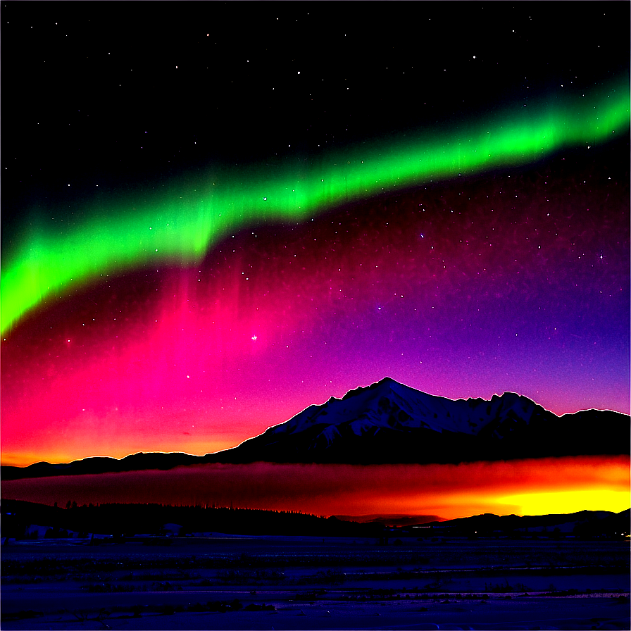 Colorful Aurora Over Mountains Png 40 PNG image