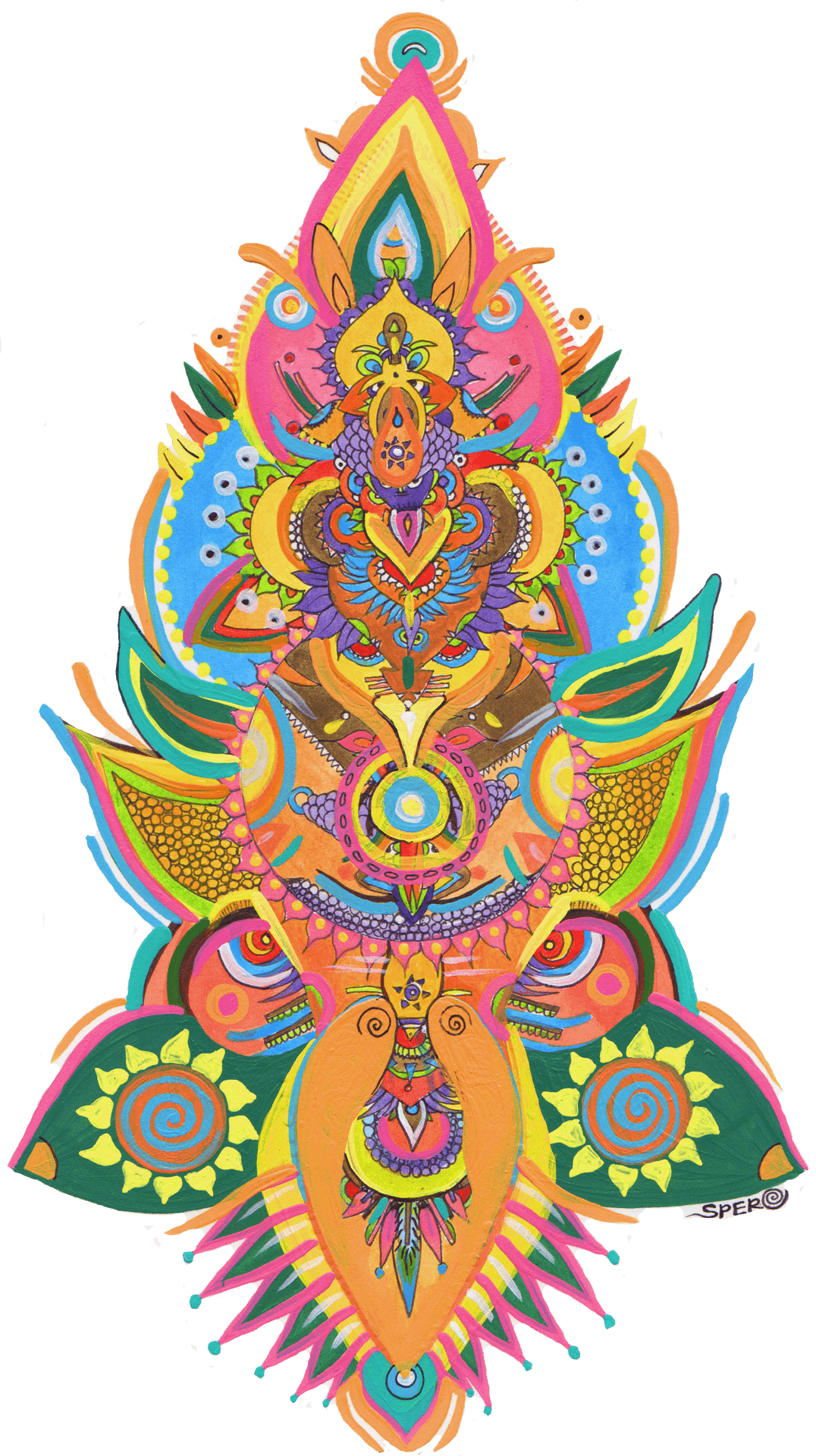 Colorful Aztec Warrior Artwork PNG image