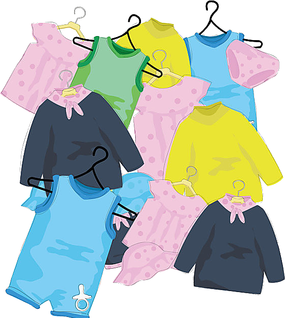 Colorful Baby Clotheson Hangers PNG image