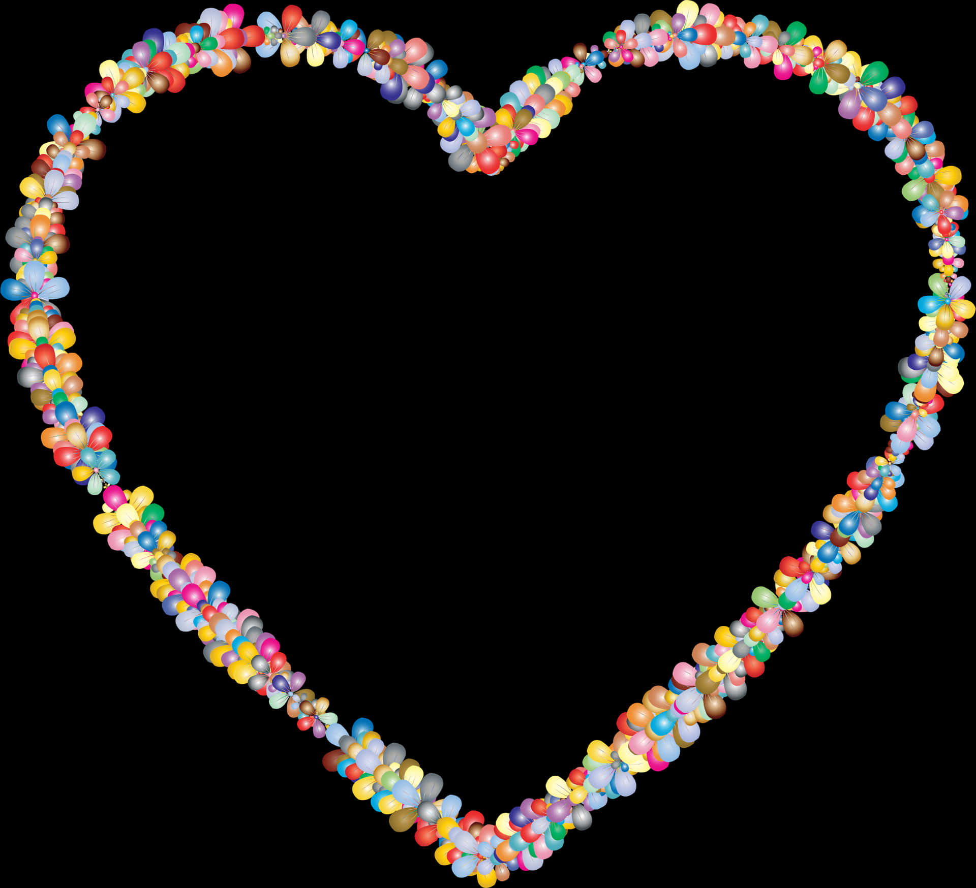 Colorful Balloon Heart Outline PNG image