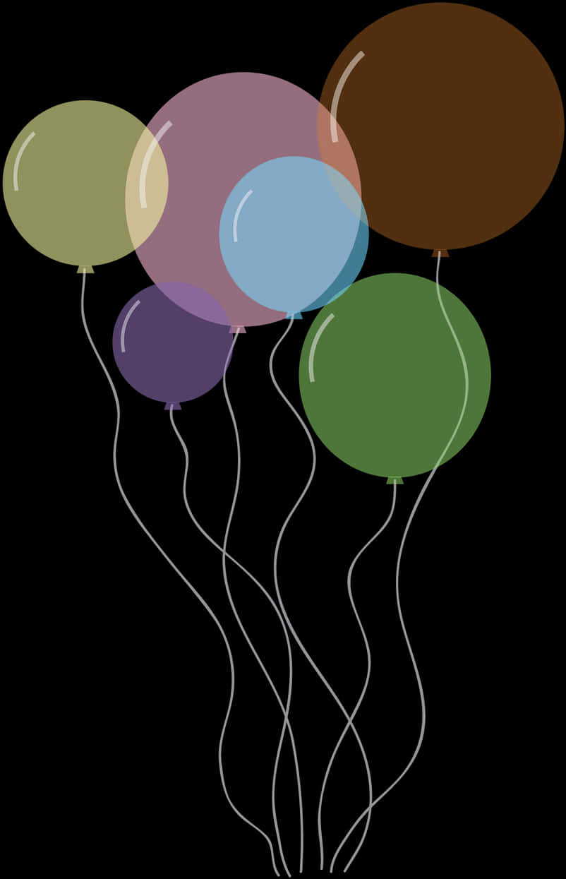 Colorful Balloons Black Background PNG image