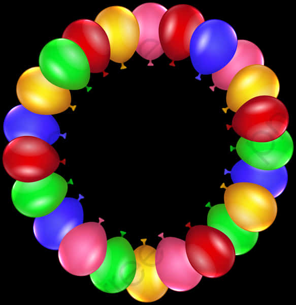 Colorful Balloons Circular Frame PNG image